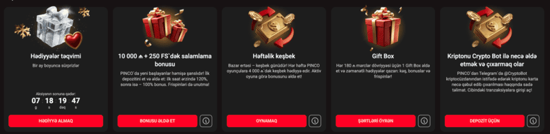 Pinco Casino Aviator Game-də bonuslar